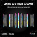 CORSAIR Vengeance RGB DDR5 RAM 32GB (2x16GB) 6400MHz CL30-40-40-104 1.40V AMD Expo Intel XMP 3.0 Memoria de Ordenador – Gris (CMH32GX5M2B6400Z30)