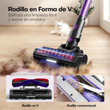 AROEVE 500W/45KPA/60min Aspiradora Escoba sin Cable con Pantalla LED, Modo Auto, Filtro 7 Etapas, Motor Brushless y Cepillo V para Suelos, Pelos, Alfombras, 500 W, 1 Liter, Morado