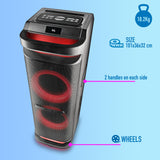 NGS Wild Space 3 - Altavoz Portátil, Compatible con tecnología Bluetooth, True Wireless Stereo, Subwoofer + Doble Tweeter, Micro SD/USB/AUX IN, Ruedas, Color Negro