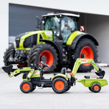 FALK - Retroexcavadora de Pedales Claas con Excavadora y Remolque - A Partir de 2 años - Fabricada en Francia - Pala Delantera articulada y Excavadora - Volante direccional con bocina - 2040N