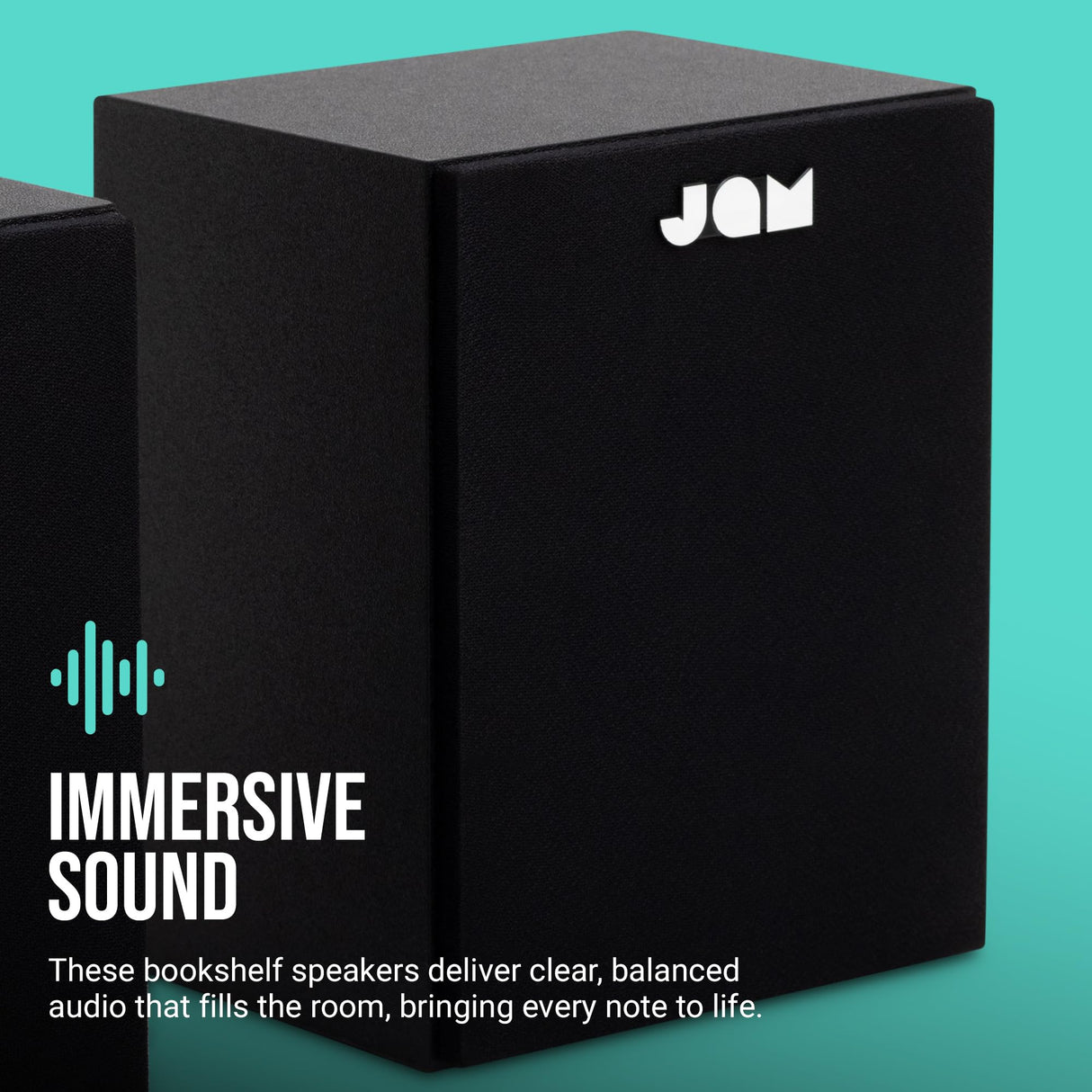 JAM Altavoces de Estantería - Altavoces Cableados con Entradas AUX y RCA, Compatibles con Tocadiscos y Reproductores de Vinilos, Altavoces Activos, Amplificación Integrada, Negro