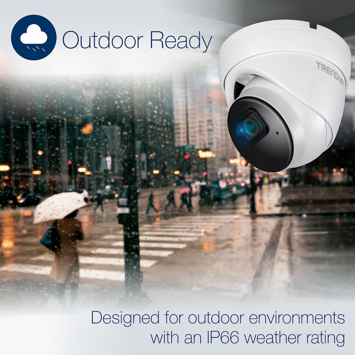 TRENDnet, TV-IP1515PI, Cámara de Red de torreta Fija IR H.265 PoE de 5 MP para Interiores/Exteriores, Carcasa con clasificación IP66, visión Nocturna IR de hasta 30 m (98 pies)