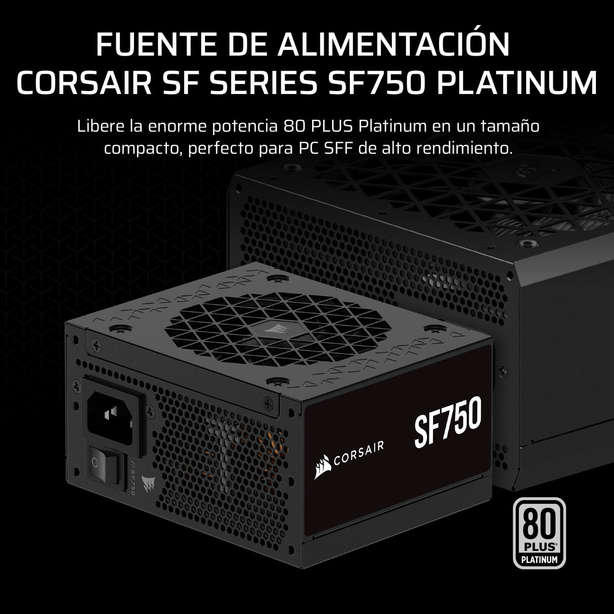 CORSAIR SF750 (2024) Fuente de Alimentación ATX Totalmente Modular de Bajo Ruido 80 Plus Platinum – Compatible con ATX 3.1 – Preparada para PCIe 5.1 - Negro