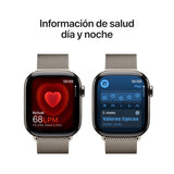 Apple Watch Series 10 GPS + Cellular Smartwatch con Caja de Titanio Natural de 42 mm y Pulsera Milanese Loop Natural - Talla única. Monitor de entreno, App ECG y Neutro en Carbono
