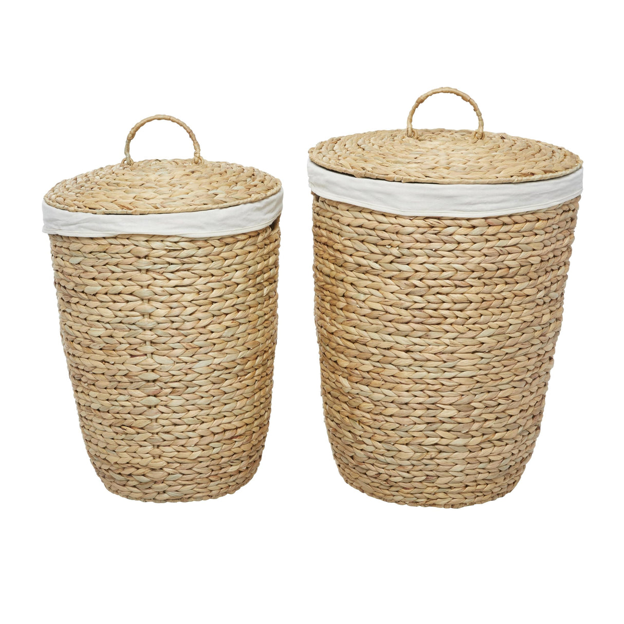 CosmoLiving by Cosmopolitan - Cesta de almacenamiento hecha a mano con forro y tapas a juego, juego de 2 unidades de 23 pulgadas, 25 pulgadas de alto, color marrón claro