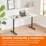 Amazon Basics - Escritorio simple para oficina en casa, escritorio para PC, parte superior blanca y marco negro, rectangular, fácil de montar, 120 x 60 x 73,6 cm