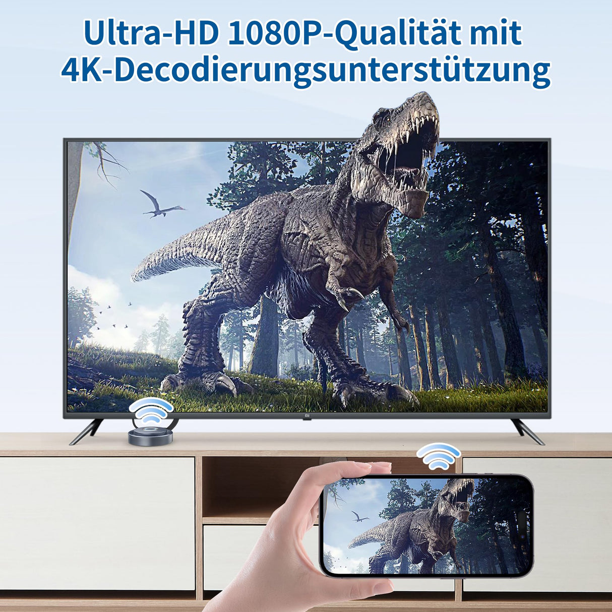 Miracast Wireless Hdmi Dongle Adapte, Hdmi Bluetooth Adapter Wi-Fi Dongle con Screen Mirror para Streaming de vídeo/Audio/Transferencia de Archivos Desde Ordenador portátil, PC, Smartphone a HDTV,