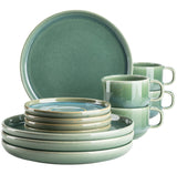 MÄSER Serie Elina Uno - Juego de vajilla de café con efecto irregular para 4 personas, platos llanos y platos de sopa, servicio de café de 12 piezas, gres, playa