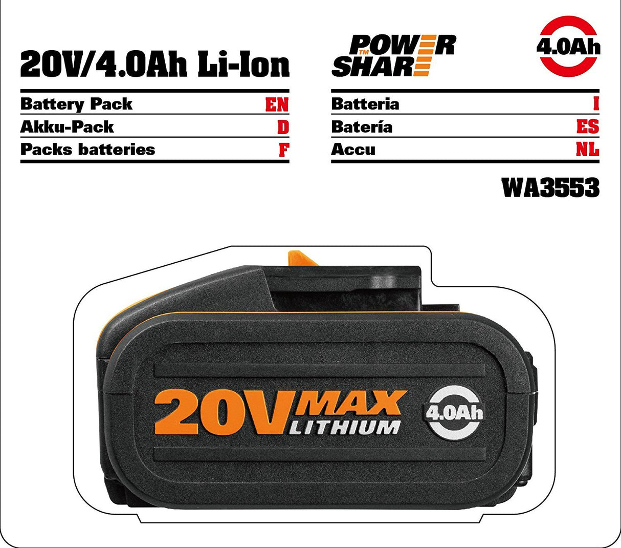 Taladro Percutor Brushless 20V WORX | PowerShare | WX373.3-2 baterías 4Ah | Motor sin escobillas, 2 velocidades, portabrocas metálico 13 mm sin llave
