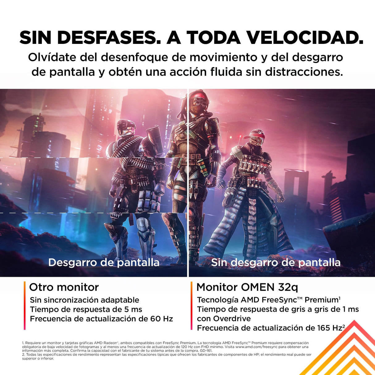 HP OMEN 32q - Monitor Gaming de 32" QHD (2560 x 1440 a 165 Hz, IPS, 16:9, 1ms, HDMI, Antirreflejo, DisplayPort, AMD FreeSync Premium, Compatible con Consolas) Negro