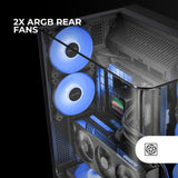 Mars Gaming MC-INFINIO, Caja Gaming ATX, Cristal Templado Curvado Sin Marco, 2X Ventiladores ARGB 120mm, Montaje Vertical de Tarjetas Gráficas, Soporte Refrigeración Líquida hasta 360mm, USB-C, Negro