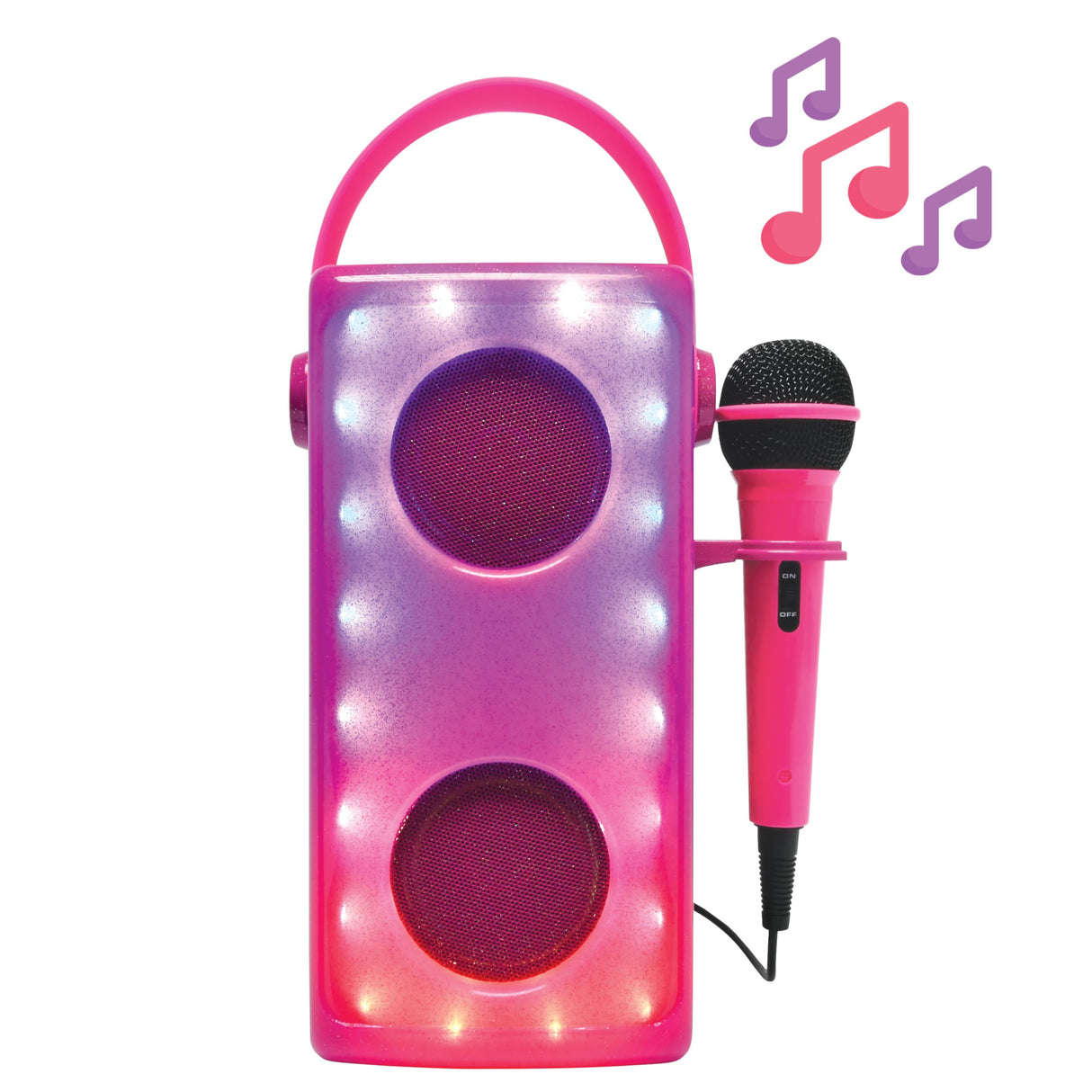 LEXIBOOK, iParty, Altavoz Bluetooth® inalámbrico con luz y micrófono, Efectos de luz Multicolor, Puerto para Tarjeta SD/TF, Batería Recargable, Rosa, BTP185PKZ