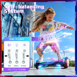 SISIGAD Hoverboard 6.5 inch, self-balancing Eclectic Scooter easy to control, non-slip, LED lights, Bluetooth speaker