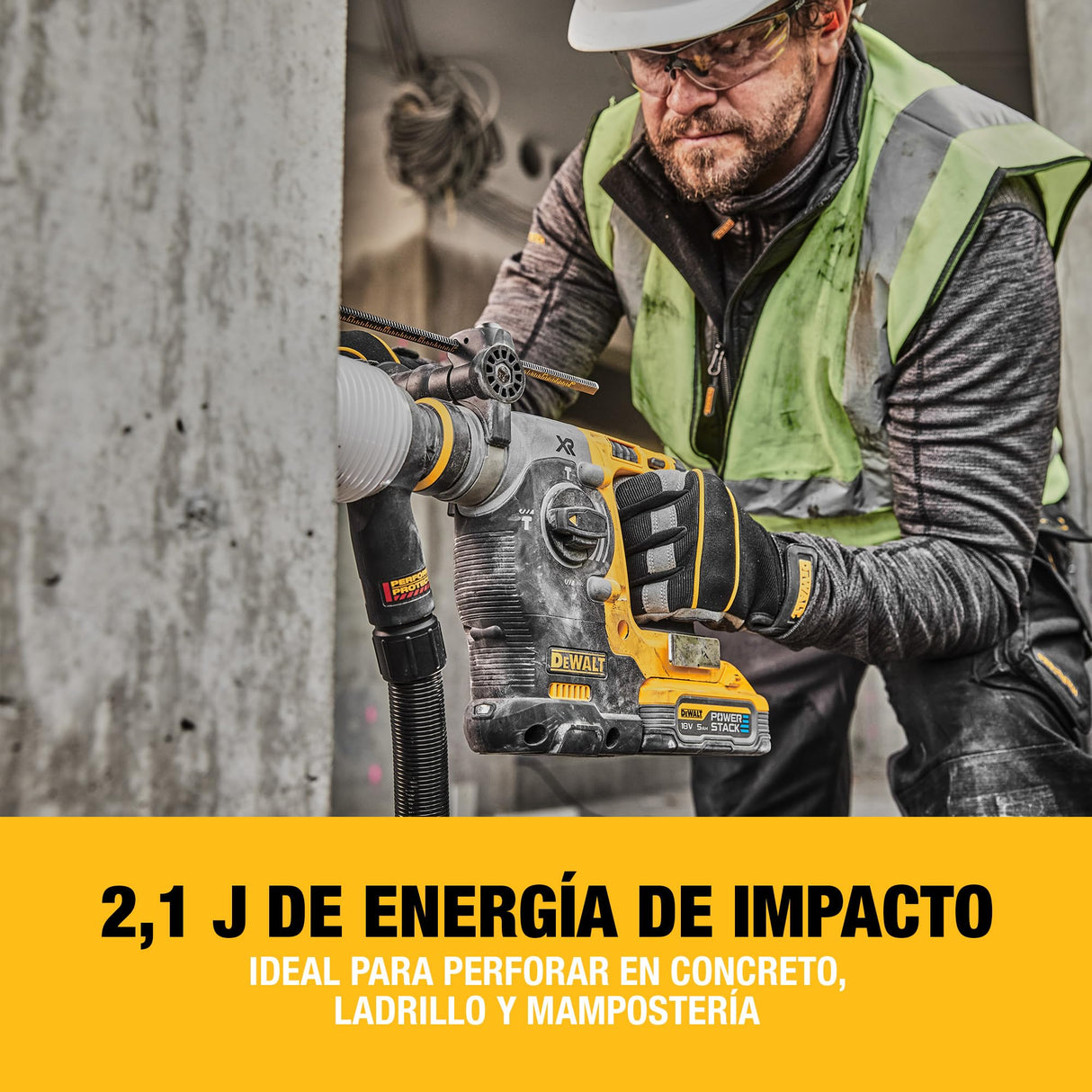 DEWALT Taladro Percutor Sin Escobillas SDS-Plus XR 18V de 24mm, No incluye Batería ni Cargador, DCH273N-XJ