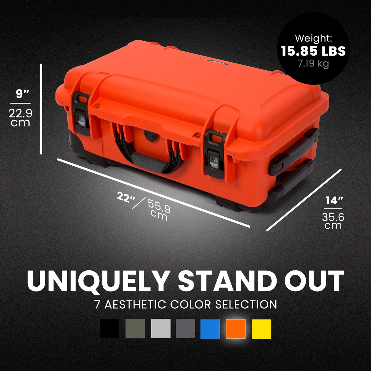 Nanuk 935 - Funda rígida Impermeable con Ruedas y Divisor Acolchado, Color Naranja