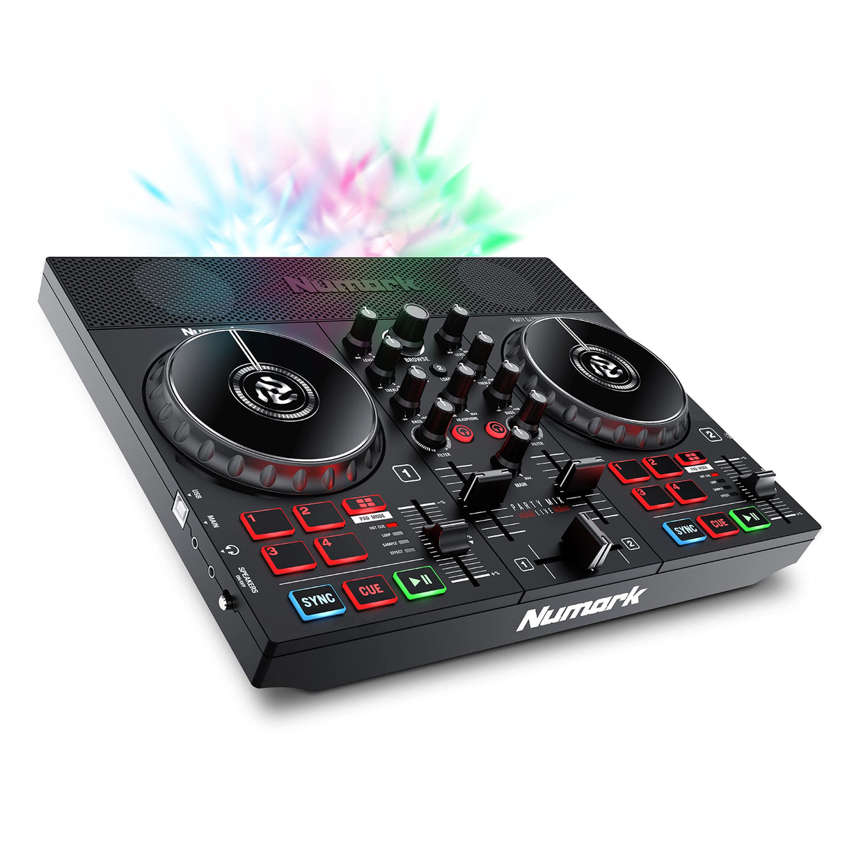 Numark Party Mix Live Controladora DJ, Mesa DJ Con Luces DJ, Altavoces, Mezclador DJ e Interfaz Audio, Con Serato DJ Lite