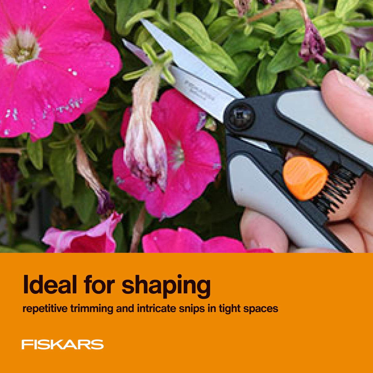 Fiskars Juego de 15 tijeras de podar de micropuntas, cuchillas de acero inoxidable de precisión, asas de agarre suave para cortar y dar forma a plantas pequeñas