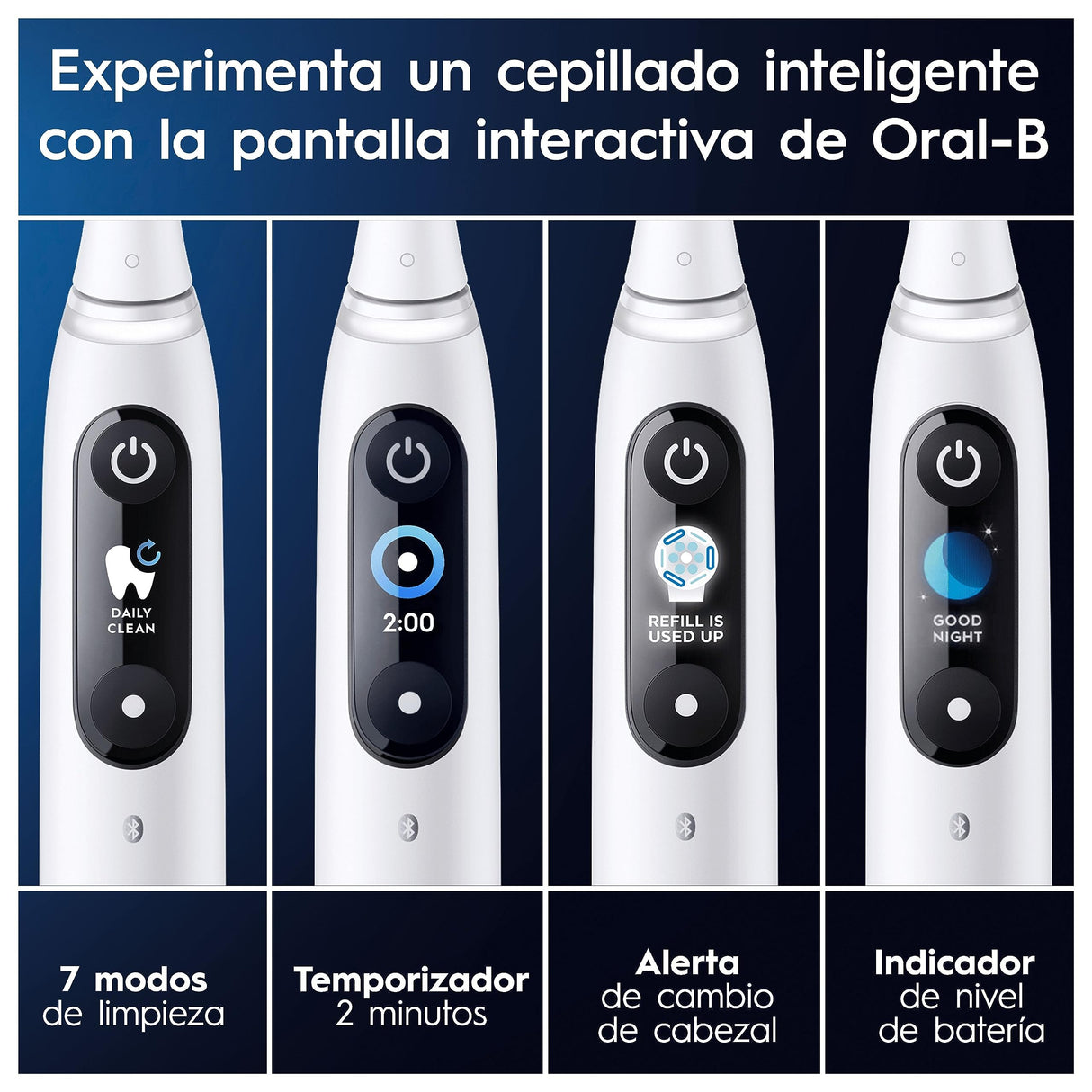 Oral-B iO 9 Cepillo de Dientes Eléctrico con Mango Recargable, 3 Cabezales y Estuche de Viaje con Cargador, Diseñado por Braun, Regalos Originales para Mujer y Hombre - Blanco