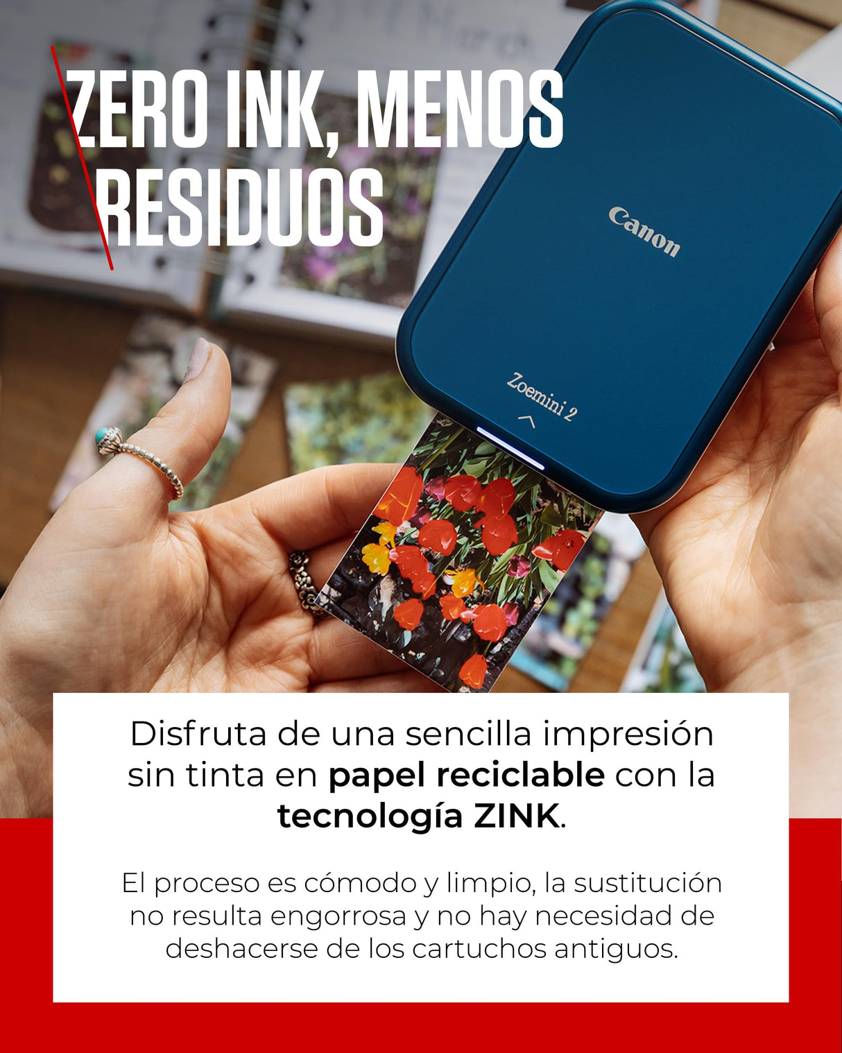 Canon Zoemini 2 Kit de Impresión – Impresora Fotográfica Portátil y Compacta – Bluetooth 5.0 – Carga Rápida USB C Ideal para Viajes (Azul Marino)