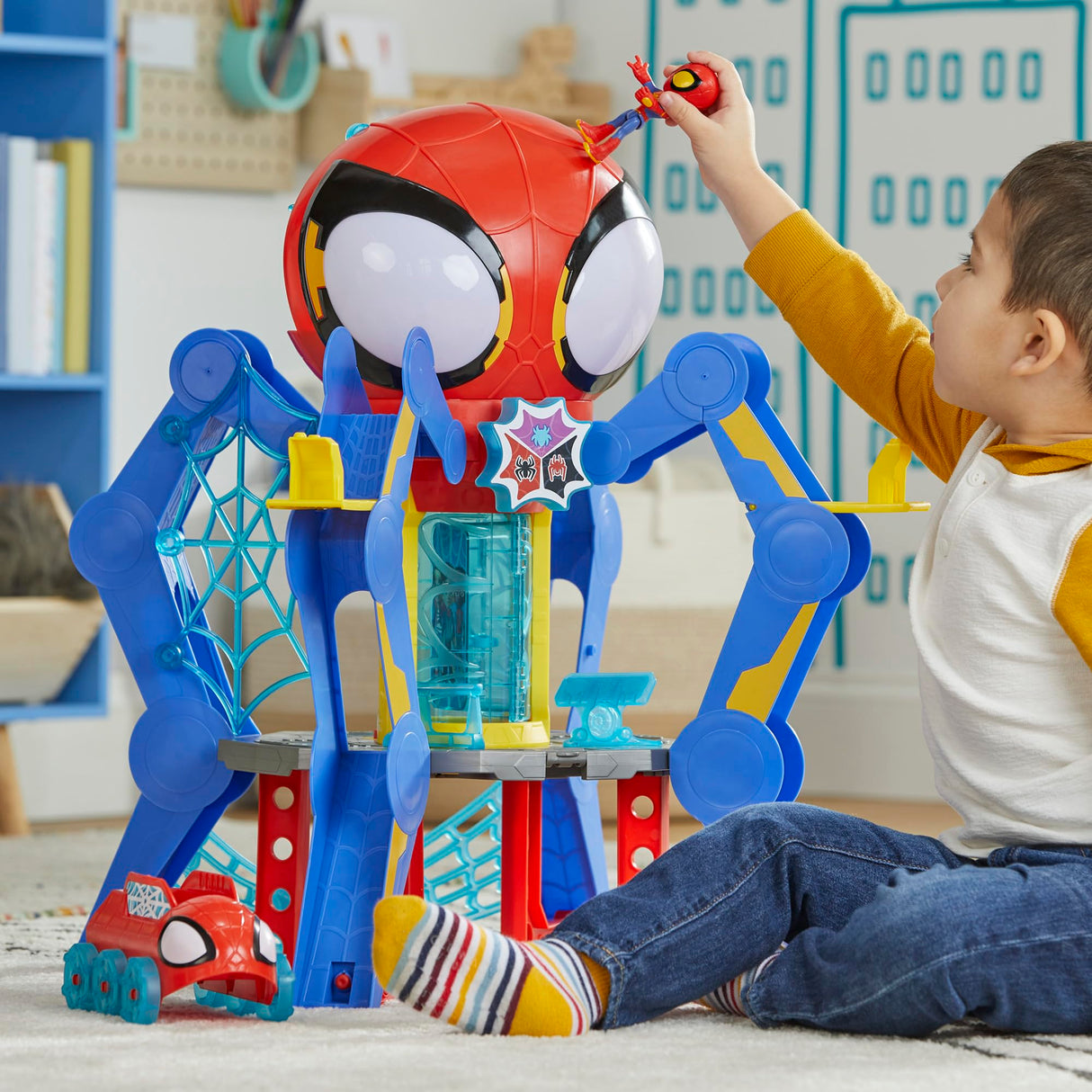 SPIDEY AND HIS AMAZING FRIENDS Marvel Aracnocuartel de los Web-Spinners - Set de Juego Infantil con Figura de Spidey, vehículo y Accesorios