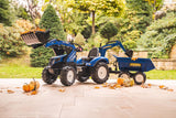 FALK - Retroexcavadora de Pedales New Holland con Excavadora y Remolque basculante - A Partir de 3 años - Fabricada en Francia - Asiento Giratorio - 3090W