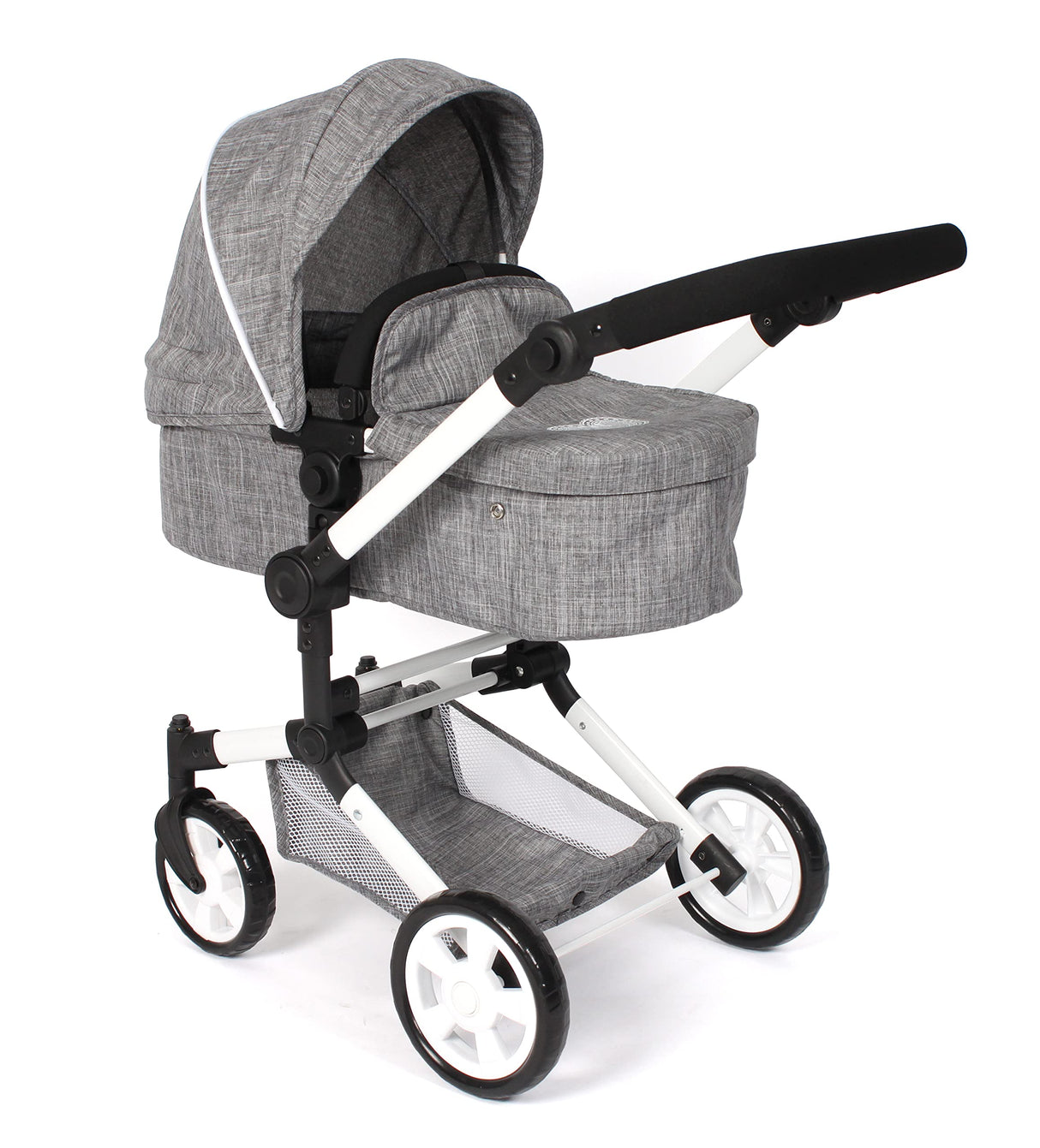 Bayer Chic 2000 - Cochecito para muñecas Linus, 3 en 1 para niños de 4 a 8 años, Juego de Cochecito para muñecas, Vaqueros Grises
