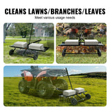 VEVOR Cortacéspedes de Remolque detrás de 1219 x 1140 x 865 mm con 24 Púas de Acero con Resorte, Rastrillo de Césped para ATV o Cortacésped, con Mango de Elevación para Césped de Granja de Jardín