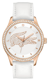 Lacoste Reloj Analógico de Cuarzo para Mujer Colección Victoria con Correa de Cuero Blanca - 2000821