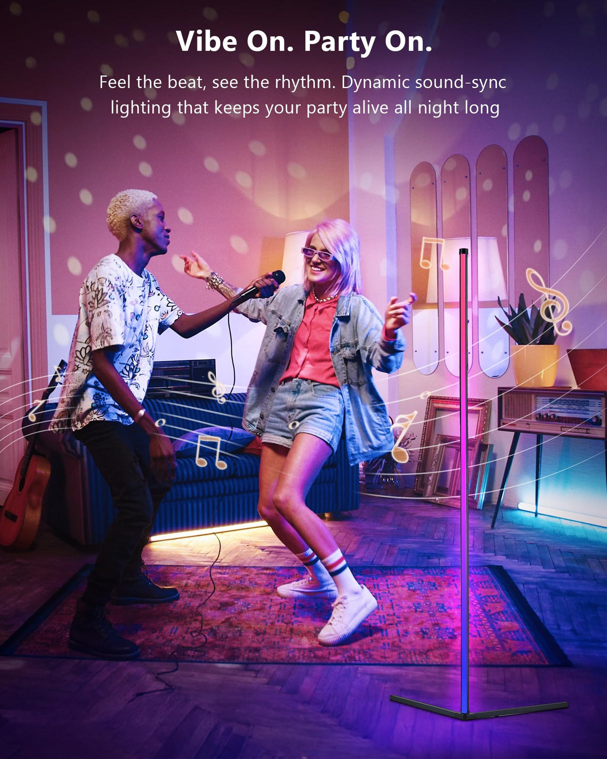 LuminexDesigns Pack de 2 Lámparas de Pie LED RGB 150cm – Luces de Esquina Regulables con Mando a Distancia, Control Alexa, Iluminación Decorativa para Salón, Dormitorio o Zona Gaming