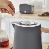 Swan Nordic Set Desayuno Hervidor de agua 1,7L 2200W, Tostadora Pan ranura ancha 2 rebanadas, Microondas 20L digital, diseño moderno, efecto madera, gris