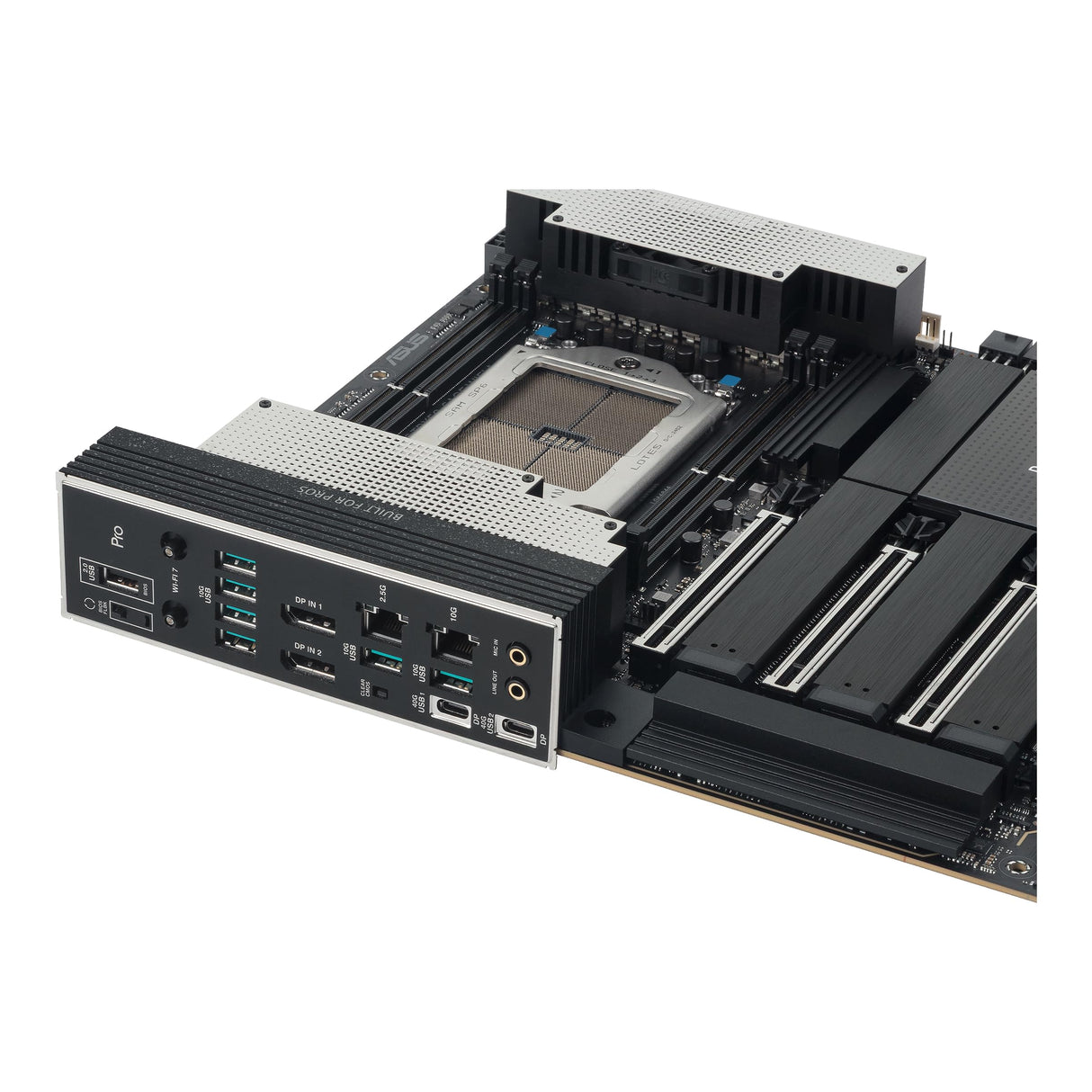 ASUS Pro WS TRX50-SAGE WiFi A, Placa Base AMD, Socket AMD sTR5 para CPU de hasta 96 núcleos, 36 etapas de alimentación, Ranura DDR5 ECC R-DIMM, Tres Ranuras M.2, Tres Ranuras PCIe 5.0, USB-C 20 Gbps