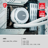 MSI MAG CORELIQUID E360 Refrigeración líquida CPU - Cold plate de Cobre Ampliada, ARGB y Ventiladores FDB,Bloque de Agua Cámara-Dual, Radiador Flujo Dividido, Mystic Light-Intel y AMD , blanca