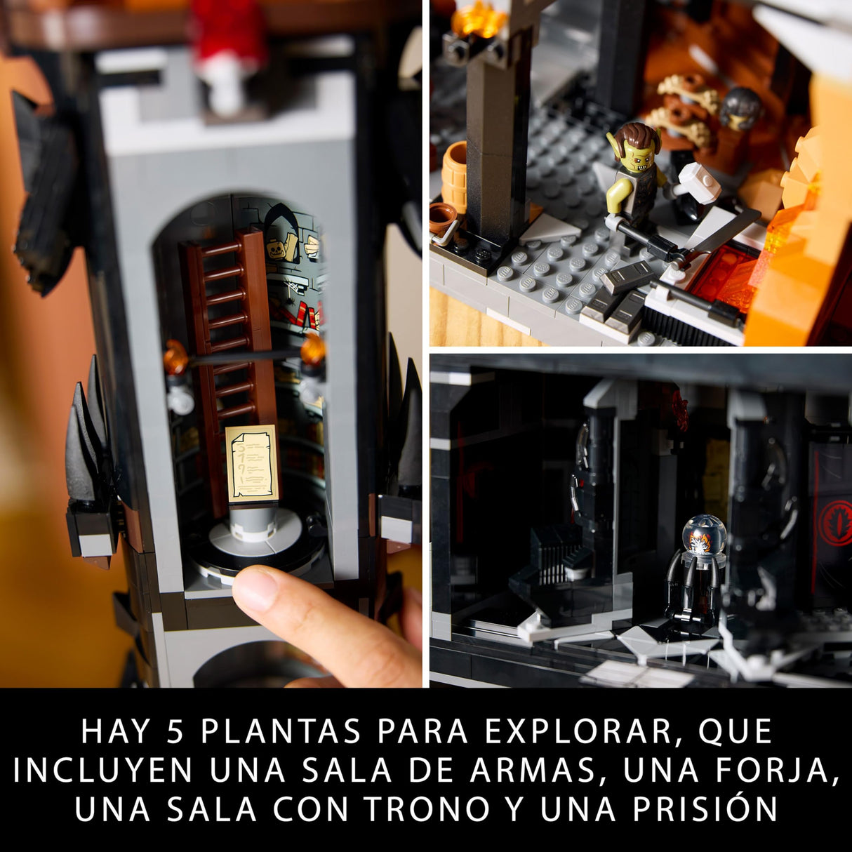 LEGO Icons El Señor de los Anillos: Barad-dûr Maqueta para Adultos Fortaleza de ESDLA, Minifiguras de Personajes Inc. Sauron, Gothmog, Orcos, Frodo, Sam y Gollum, Regalo para Hombres y Mujeres 10333