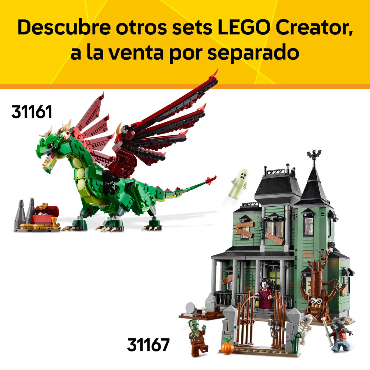 LEGO Creator 3 en 1 Castillo Medieval de los Caballeros del Corcel de Juguete - Transformable en Torneo de Justas o Aldea - 6 Minifiguras y Caballos - Regalo para Niños y Niñas de 9+ Años - 31168