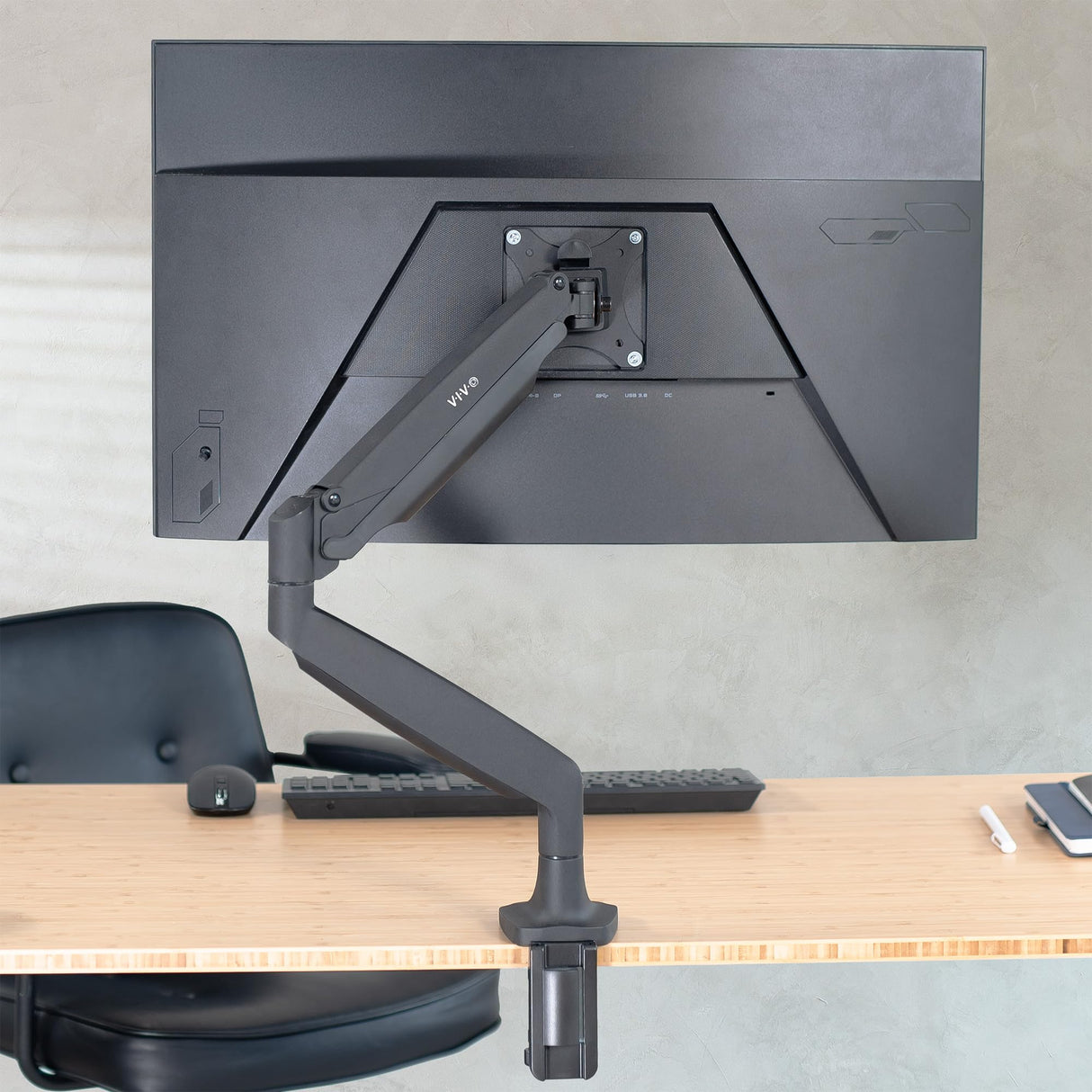 VIVO Soporte de Escritorio articulado de Aluminio Monitor único con Brazo neumático, se Adapta a Pantallas de hasta 32 Pulgadas, STAND-V001Q