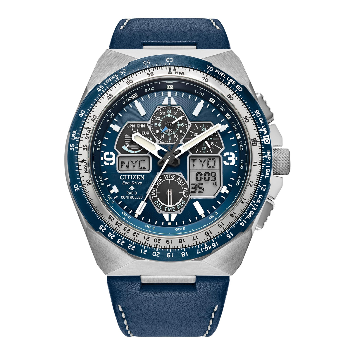 Citizen Reloj Analógico-Digital para Hombres de Eco-Drive con Correa en Cuero JY8148-08L