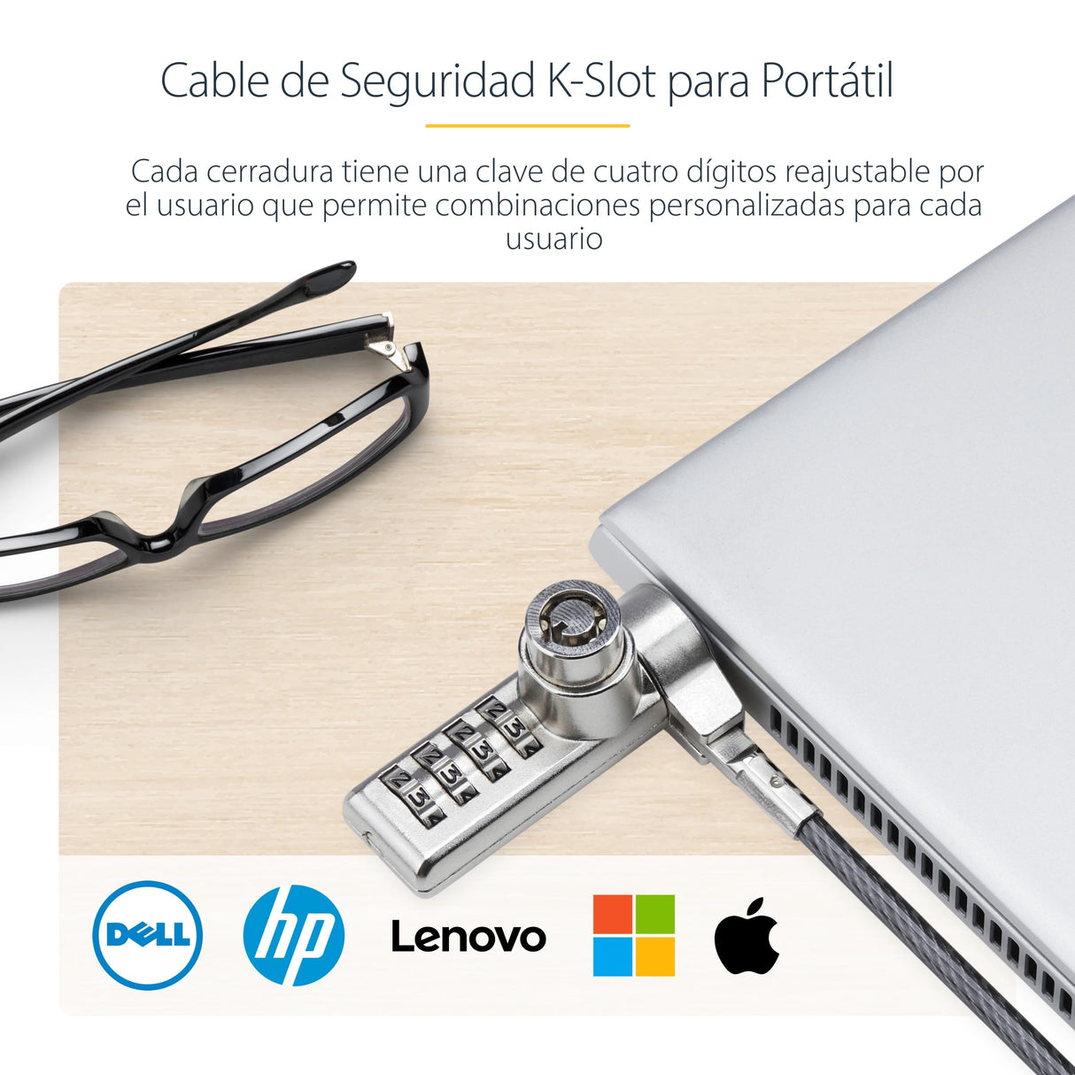 StarTech.com Paquete de 10 Cables de Seguridad Antirrobo Candado K-Slot de Llave y Clave para Portátil - Misma Llave