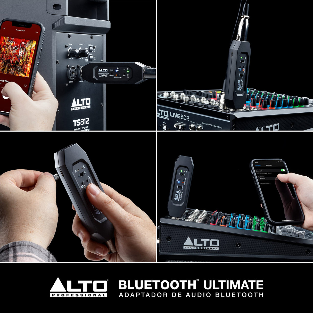 ALTO Bluetooth Ultimate Receptor Bluetooth Estéreo Recargable con XLR para Mesa de Mezclas y Equipos de Sonido