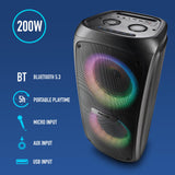 NGS Wild Temper Altavoz Portátil Inalámbrico con Batería Bluetooth/USB/AUX IN 200W Negro