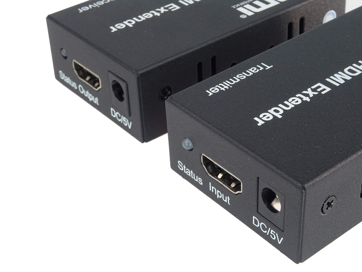 PremiumCord 4K Extensor HDMI a 100 m a Través de Cable de Conexión Cable Cat5e/Cat6, Carcasa Metálica, Estado LED, Compatible con Vídeo 4K UHD, Full HD 1080p 60Hz, HDCP, Negro