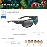 Maui Jim Amberjack Gafas, Matte Black W/Black Rubber, 60-16-135 Unisex Adulto