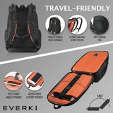 Everki Atlas - Mochila para portátil con Compartimento Ajustable para portátil de 13 a 17,3 Pulgadas (33-43,9 cm), Trolley Flap, Concepto Plano Bien pensado y Otras Funciones, Negro, EKP121-1