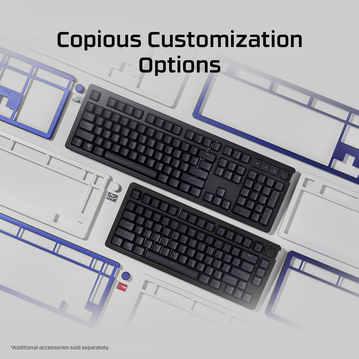 HyperX Alloy Rise - Teclado mecánico para juegos intercambiable en caliente, PC, sensor de luz ambiental, montaje en junta, interruptores lineales