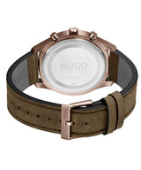 HUGO Reloj Analógico de Cuarzo Multifunción para Hombre Colección #Chase con Correa de Cuero Marrón - 1530162