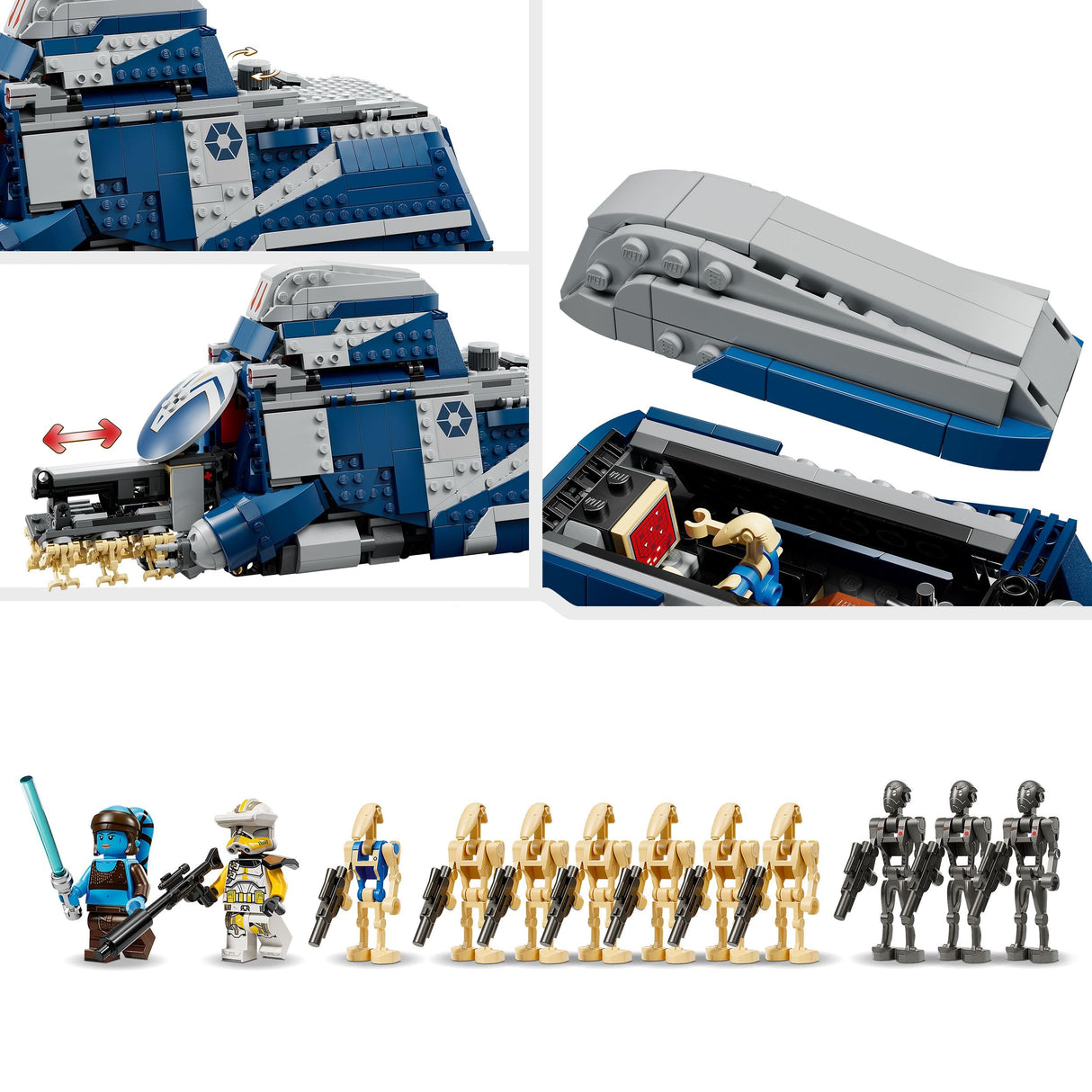 LEGO Star Wars 75435 MTT Separatista de la Batalla de Felucia - Juguete Interactivo con Speeder, 2 Minifiguras y 10 Figuras de Droides - Regalo para Niños de 9+ Años Fans de Las Guerras Clon