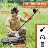 VEVOR Detector de Metales Profesional Mango de 99-127 cm Detector Recargable Bobina de Búsqueda 30 cm Pantalla LCD IP68 Impermeable 7 Modos DSP Chip Auriculares Bluetooth para Búsqueda de Monedas Oro