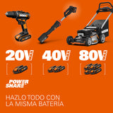 WORX Amoladora Brushless a batería 125mm 20V | PowerShare | WX812 | Incluye 1 batería 4Ah, cargador y maletín | Motor sin escobillas | Cuerpo delgado para un mejor agarre