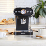Petra PT5108VDEEU7 Cafetera espresso electrica de estilo retro, compatible con cápsulas de 30/54 mm y café molido, vaporizador de leche ajustable, bomba de presión italiana de 19 bar, sin BPA, 1050 W