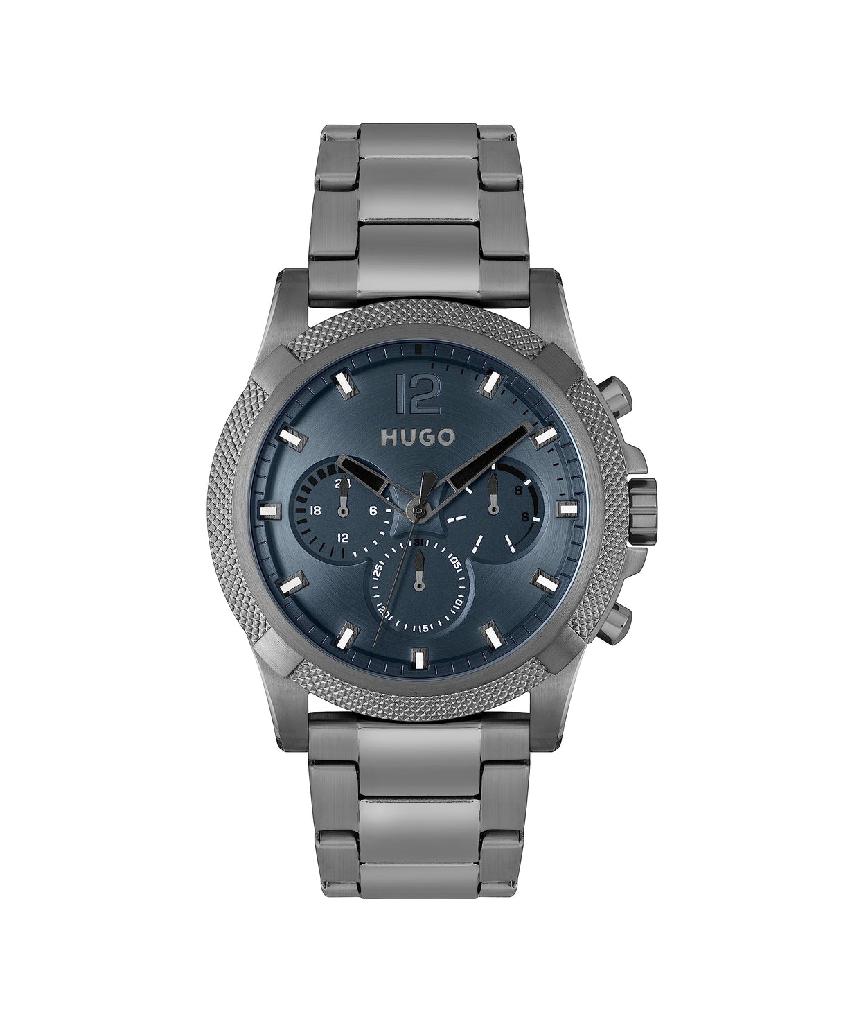 HUGO Reloj Analógico de Cuarzo Multifunción para Hombre Colección #Impress - FOR Him con Correa de Acero Inoxidable Gris - 1530298