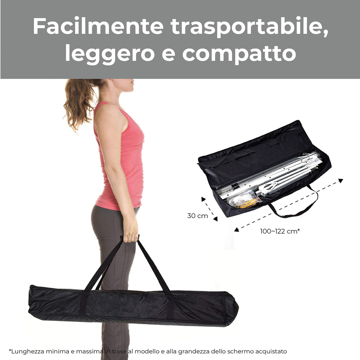 Pantalla de proyección transportable (120 Pulgadas) 250 cm Formato 16:10 259 x 162 Metros y Medio Ligero y Plegable Pantalla proyector 2 m Tela proyector Retro Pantalla de proyección 3 m FullHD 4K 3D